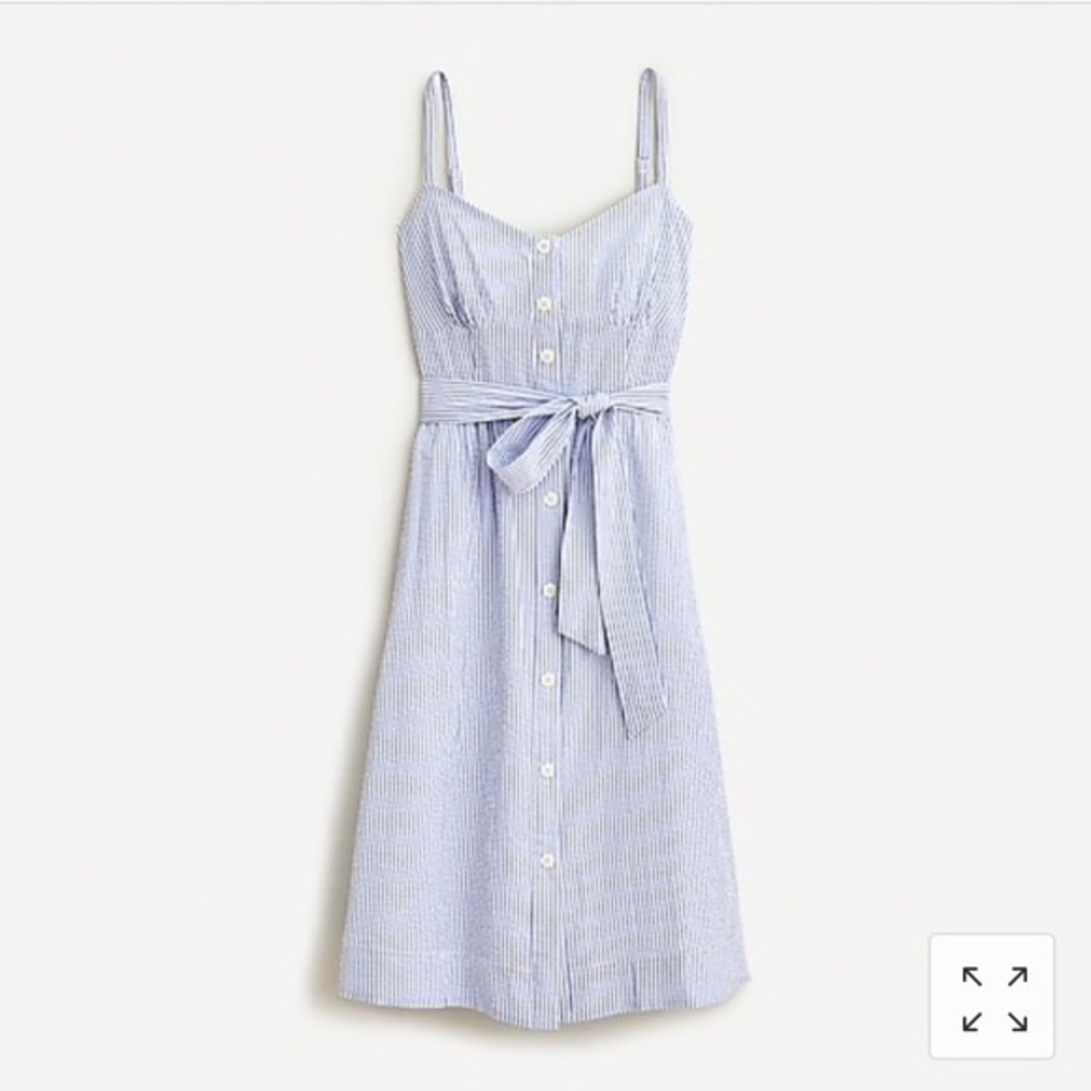 J Crew Blue/White Striped Seersucker Dress l S4